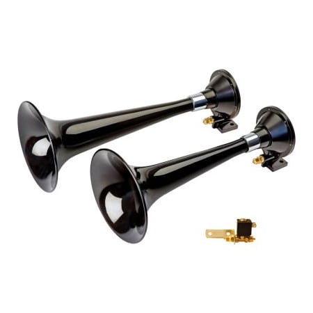 Wolo Wolo Two Trumpet Train Horn Black Abs With 12-Volt Solenoid And Brass Fittings - 870 870